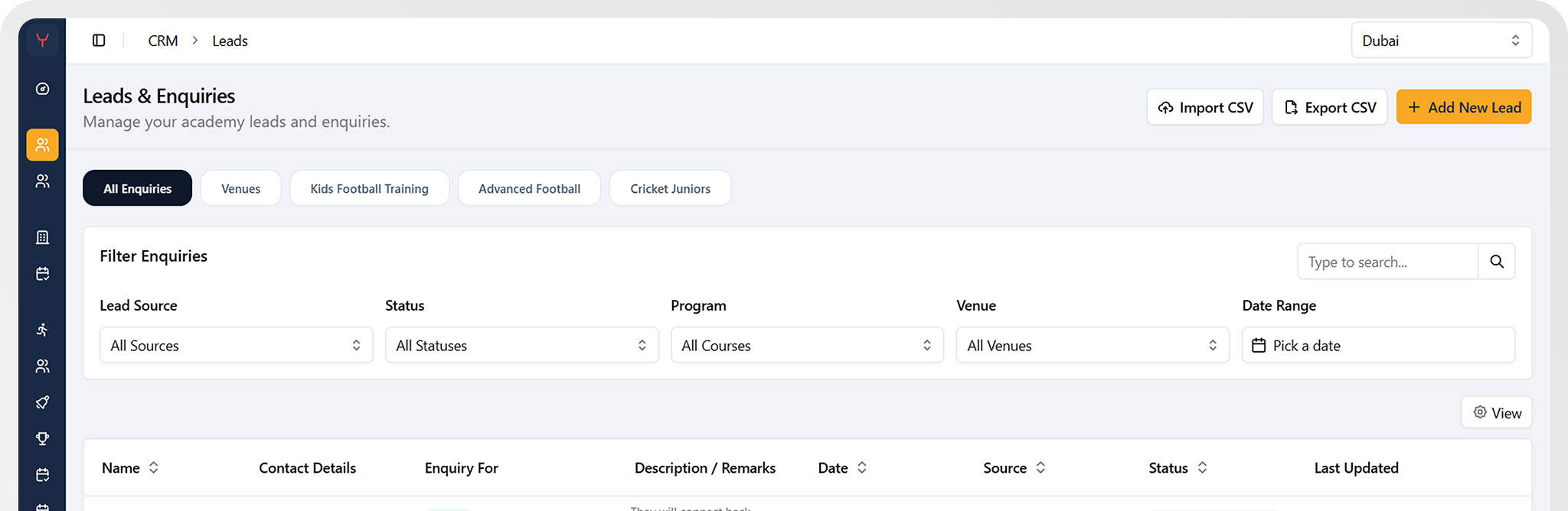 Sportdesk dashboard preview